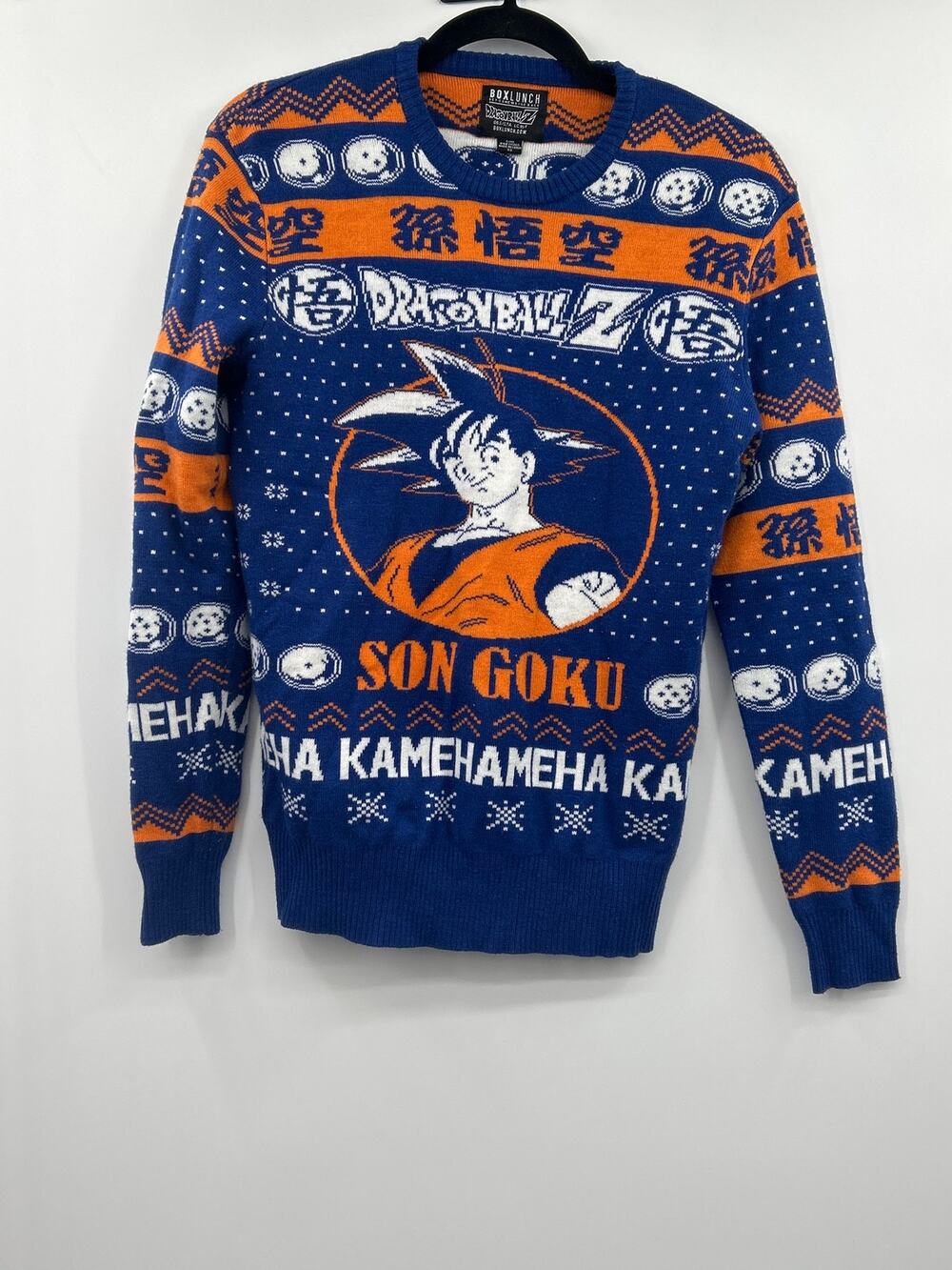Boxlunch Dragon Ball Z Goku Sweater XS Blue Orange Anime Y2K Graphic Knit